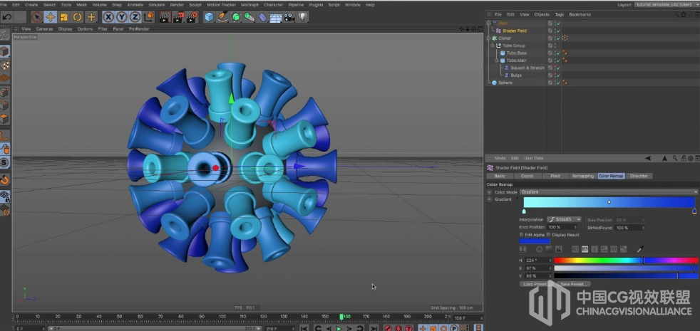  CINEMA 4D R20 域场触发管道变形动画建造视频教程