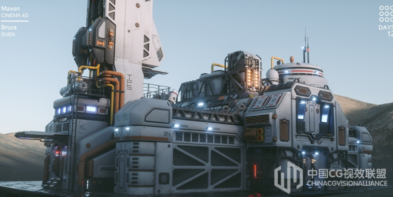 C4D Octane Render火星计划-火星基地模子工程文件 Ensk station