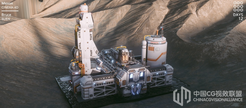 C4D Octane Render火星计划-火星基地模子工程文件 Ensk station