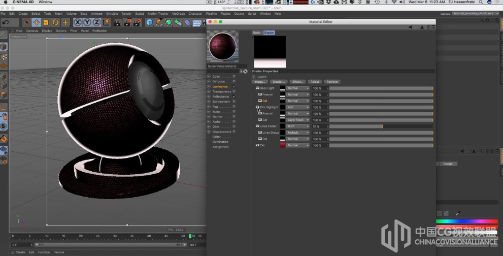 若何利用 CINEMA 4D 建立蜘蛛侠衣服二维卡通材质