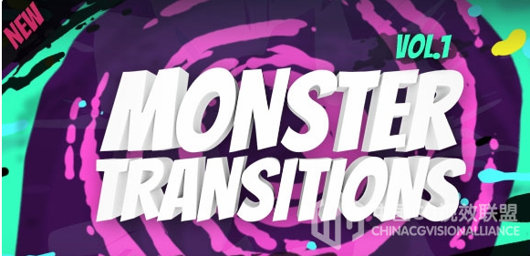 125组创意图形MG动画转场过渡动画AE模版，125  Monster Transitions