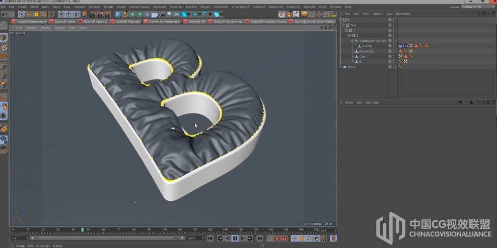 利用CINEMA 4D布料动力学建立一个标致的布料文本动画