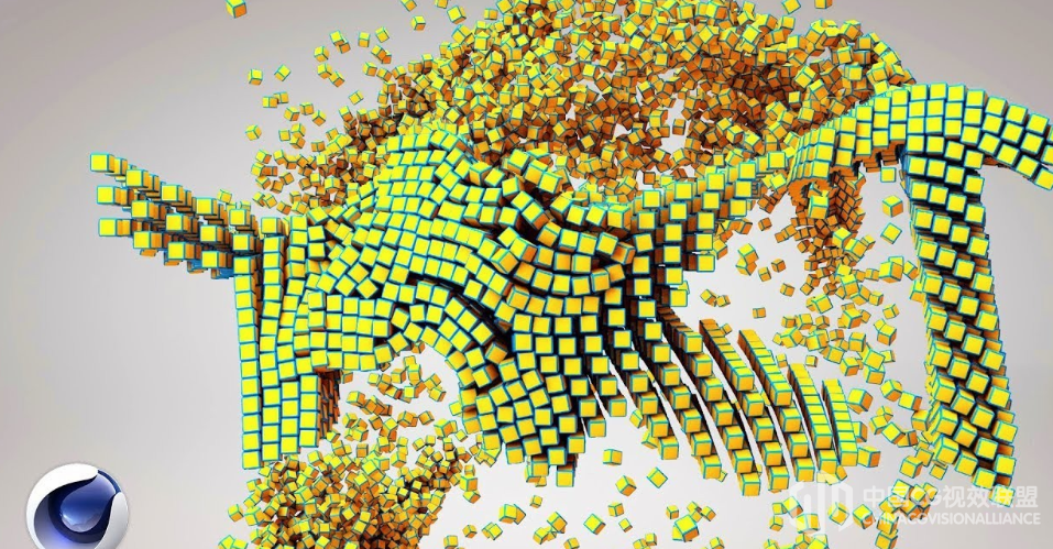 CINEMA 4D 文本随机立方体活动图形动画视频教程