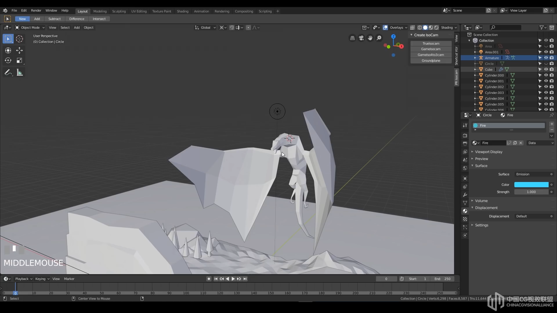 Dragon Melting The Wall  -  Blender 2.8 Lowpoly等距建模和衬着教程