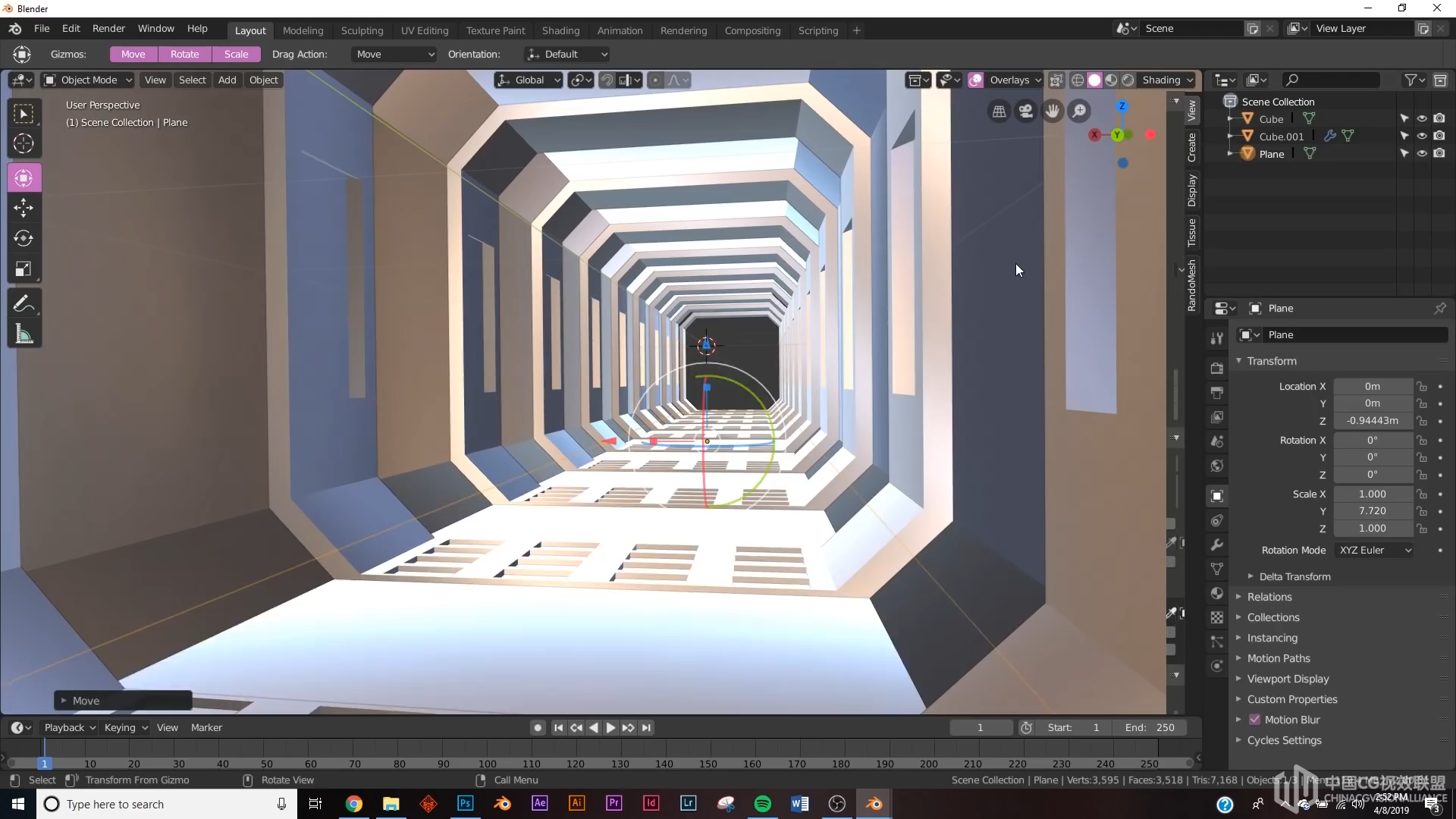 Blender  -  Eevee的简易科幻走廊设想（Blender 2.8）