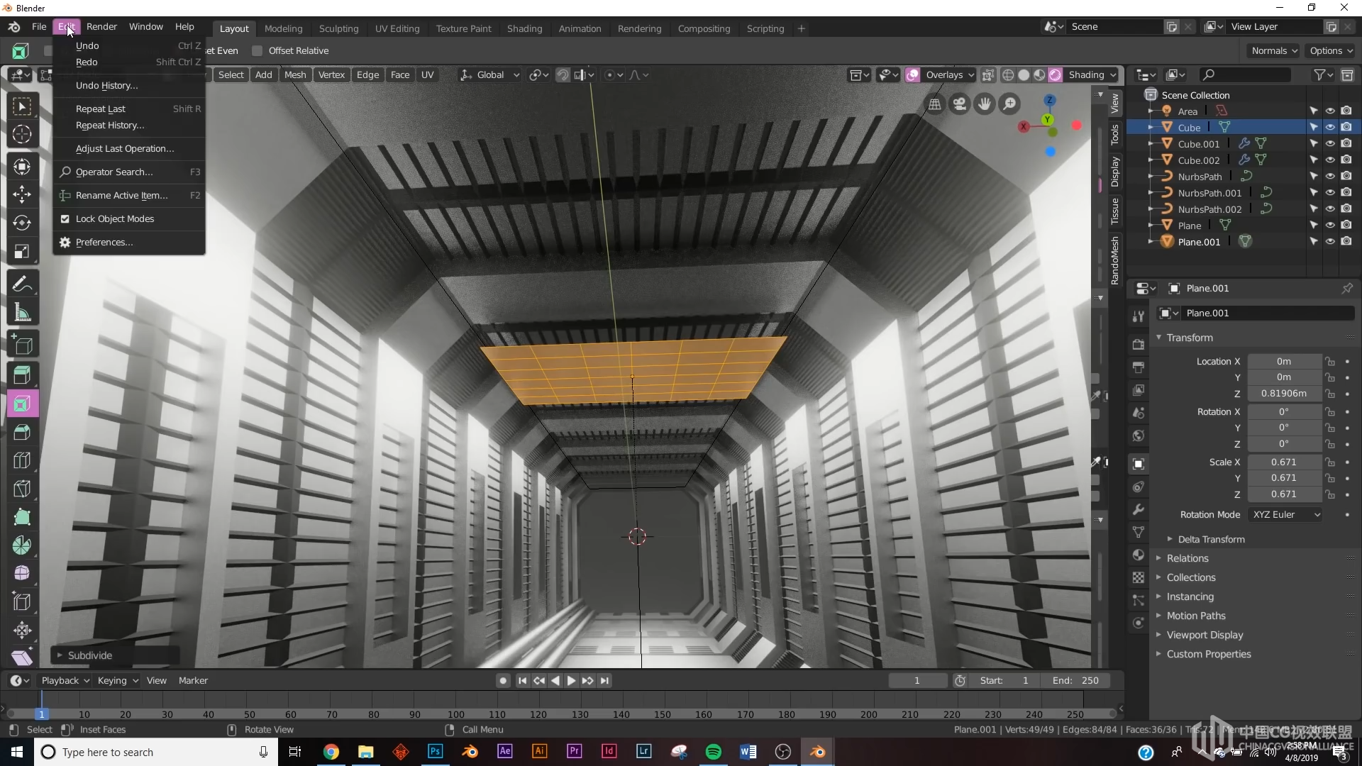 Blender  -  Eevee的简易科幻走廊设想（Blender 2.8）