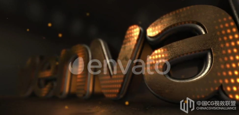  E3D 金属LED气概logo动画归纳Ae模板 - LED Gold Title