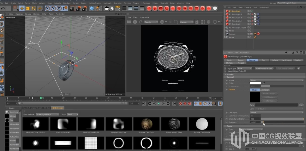 HDRI Link & Redshift Area Light Maps 3D 产物衬着视频教程