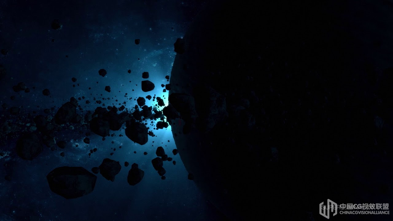 三维体积光效照耀破坏陨石环抱星球殊效 Stardust Volumetric Li...