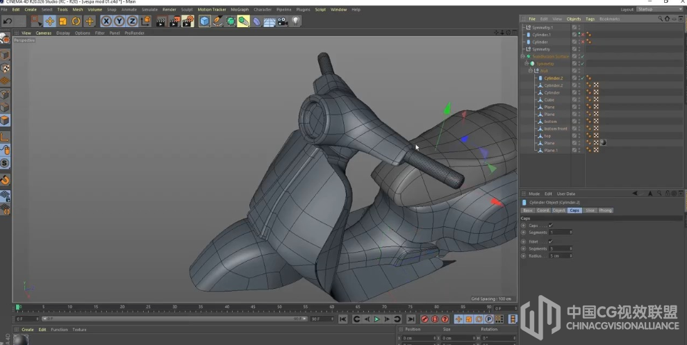 CINEMA 4D BIKE VESPA 小绵羊电动车建模视频教程 